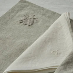 Dunans III Gray Large Bee Embroidered Tablecloth