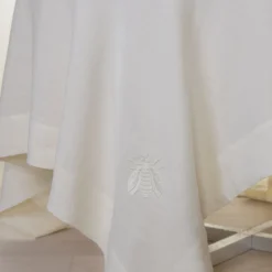 Dunans III Ivory Large Bee Embroidered Tablecloth