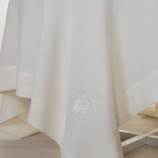 Dunans III Ivory Large Bee Embroidered Tablecloth