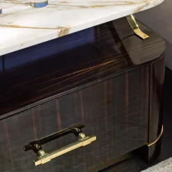 Ebony and Calacatta Bedside Table