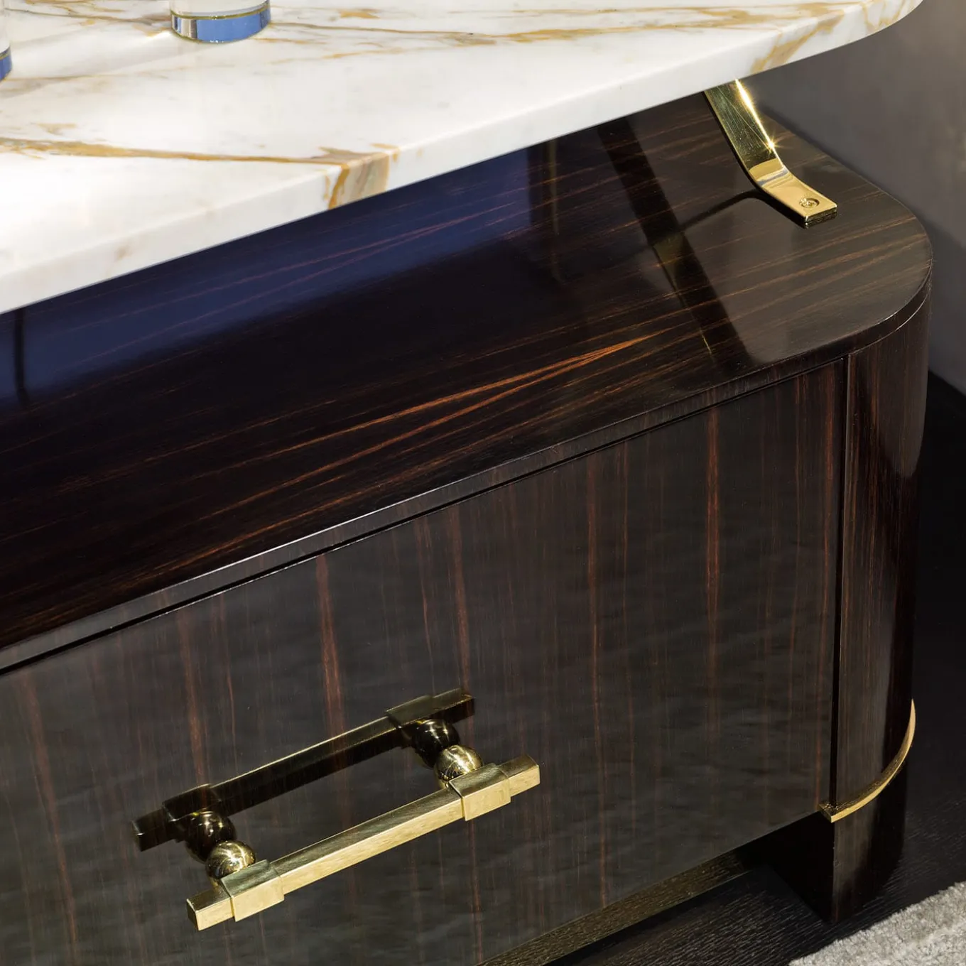 Ebony and Calacatta Bedside Table