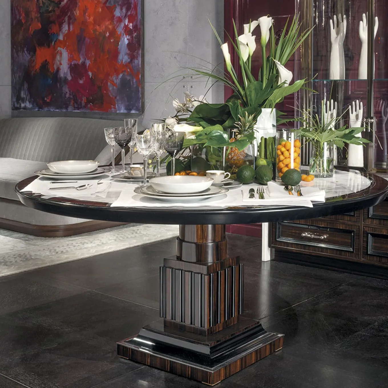 Ebony and Marble Round Table