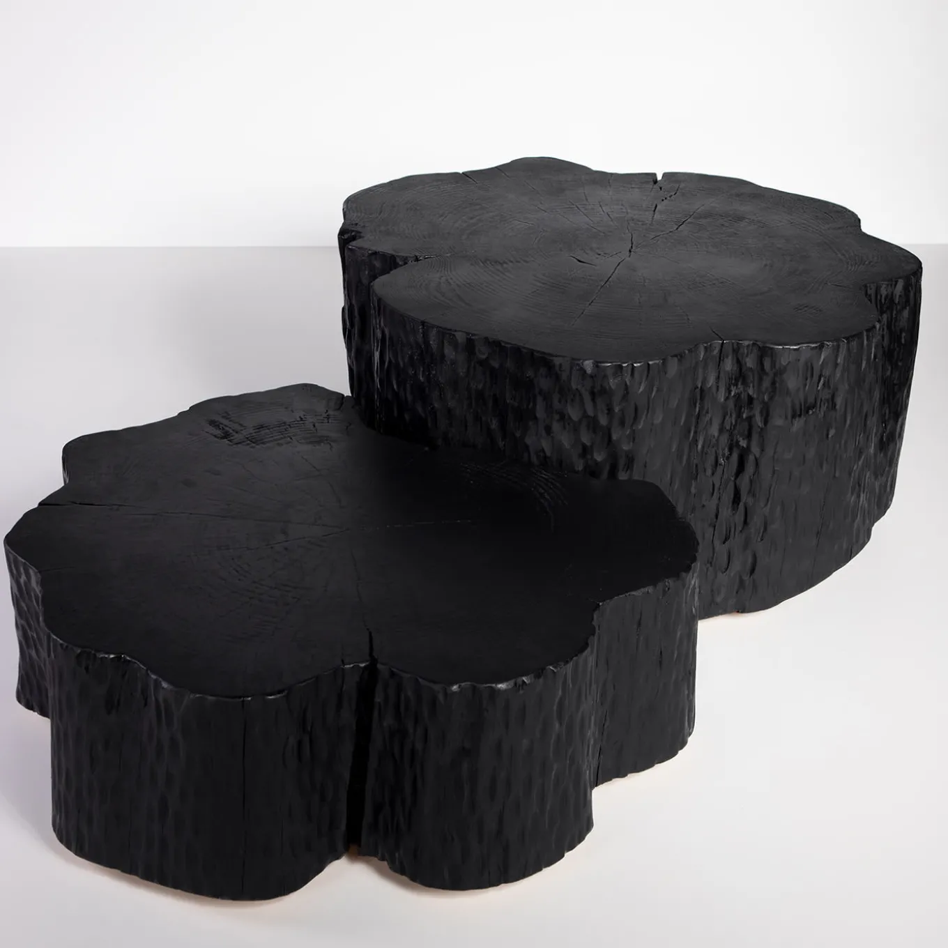 Eclipse Set of 2 Carved Black Coffee Tables