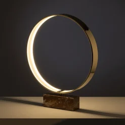 Ecliss Glossy Brass & Red Marble Table Lamp