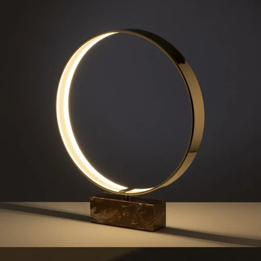 Ecliss Glossy Brass & Red Marble Table Lamp