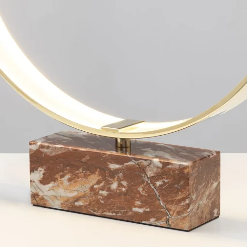 Ecliss Glossy Brass & Red Marble Table Lamp