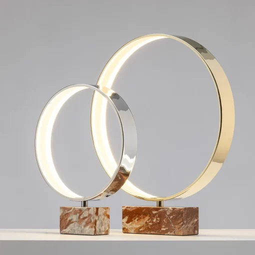 Ecliss Glossy Brass & Red Marble Table Lamp