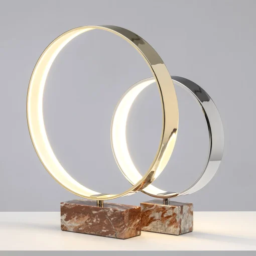 Ecliss Glossy Brass & Red Marble Table Lamp