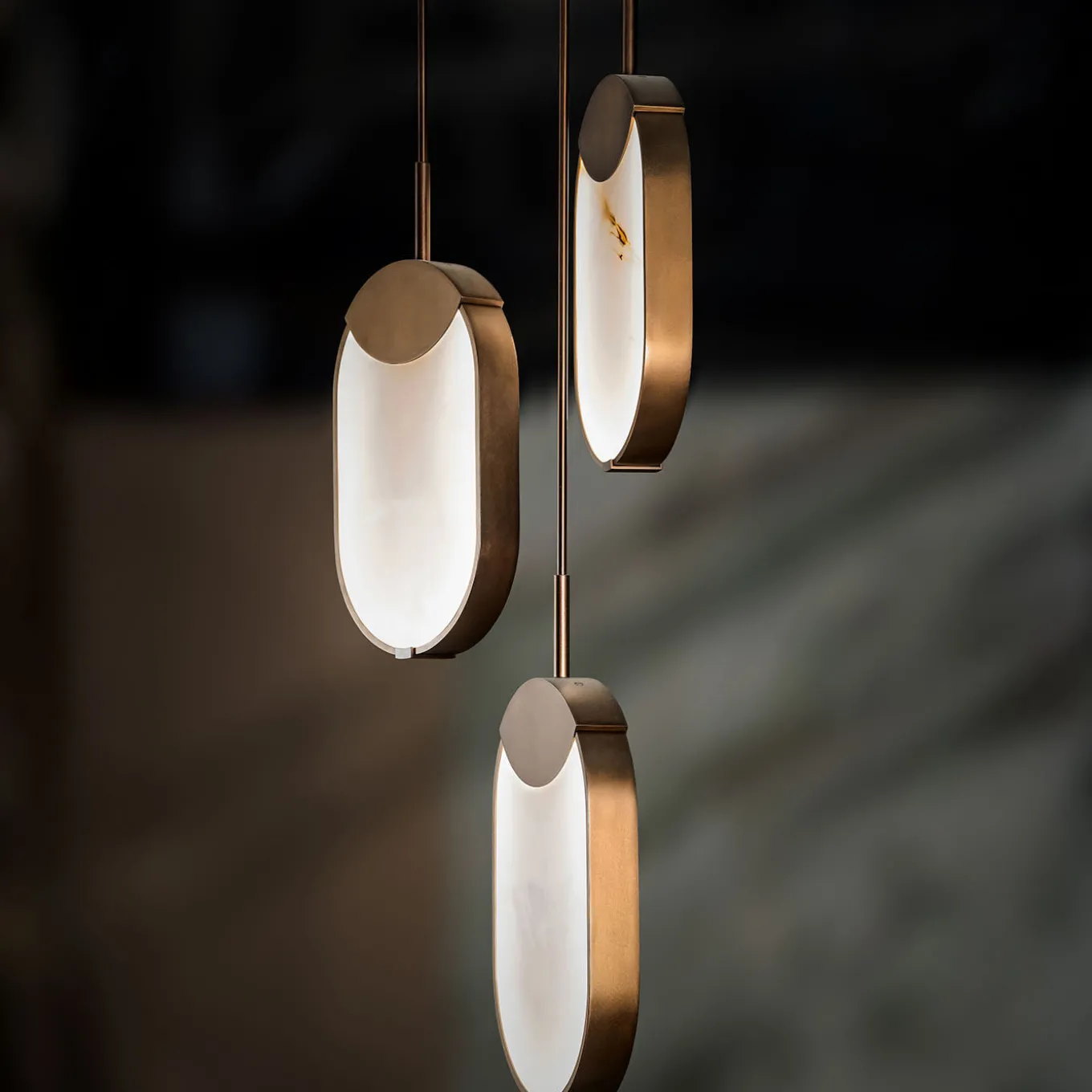 Eclisse Onyx Three-Light Chandelier by Sheree Stuart Design