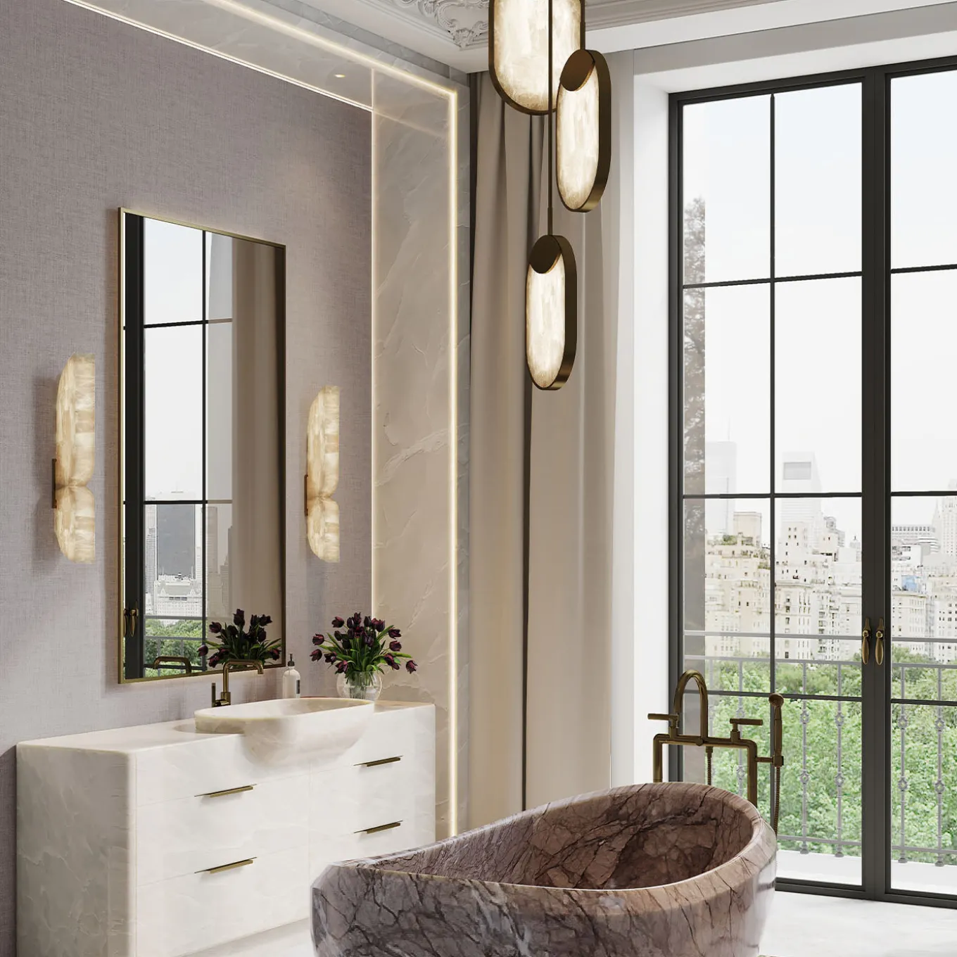 Eclisse Onyx Three-Light Chandelier by Sheree Stuart Design