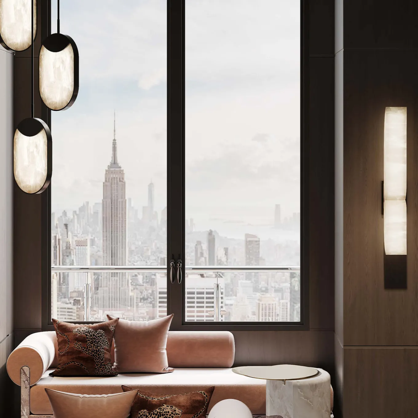 Eclisse Onyx Three-Light Chandelier by Sheree Stuart Design