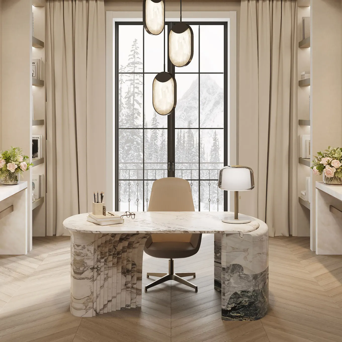 Eclisse Onyx Three-Light Chandelier by Sheree Stuart Design