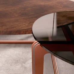 ECLISSE Round Walnut & Glass Coffee Table