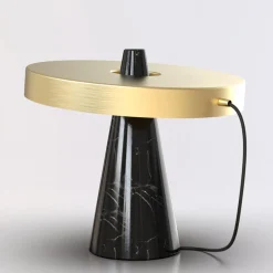 ED039 Black Stone and Brass Table Lamp