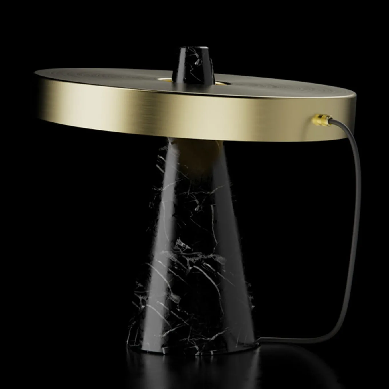 ED039 Black Stone and Brass Table Lamp