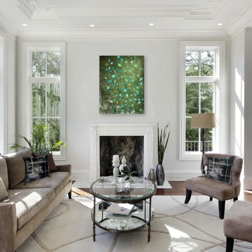 Eden Green Velvet Hand-Painted Tapestry
