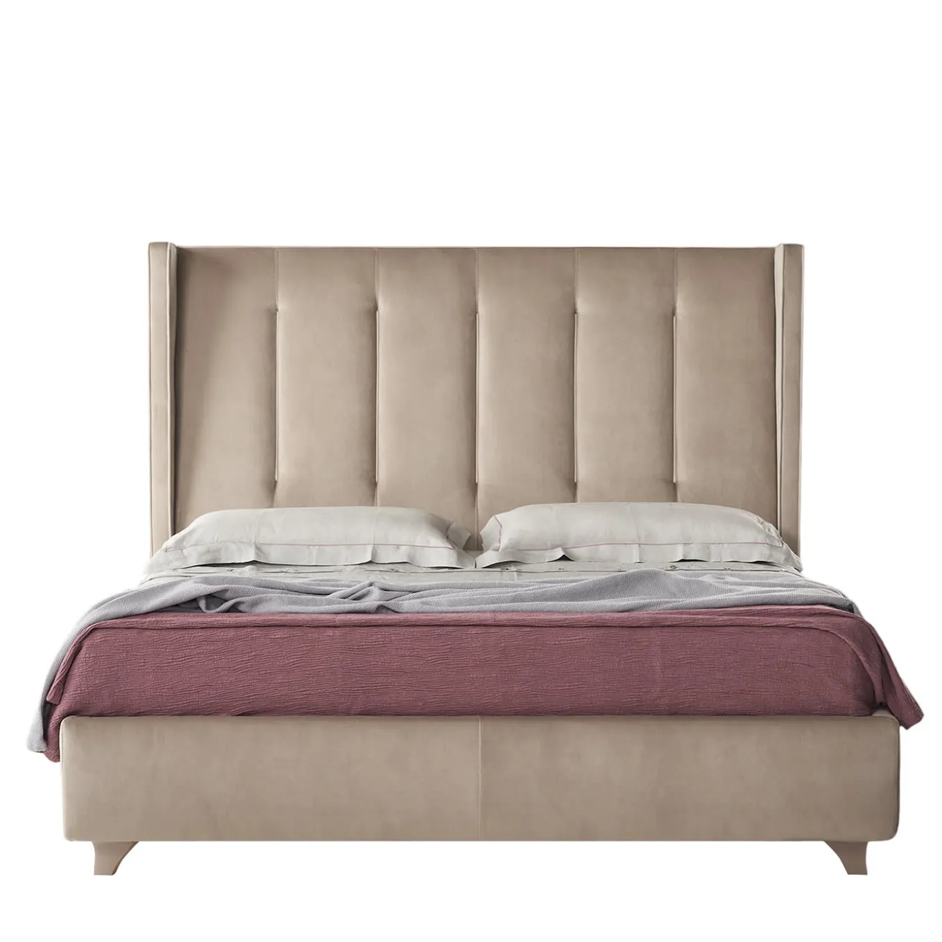 Edo Quilted Beige Velvet Bed