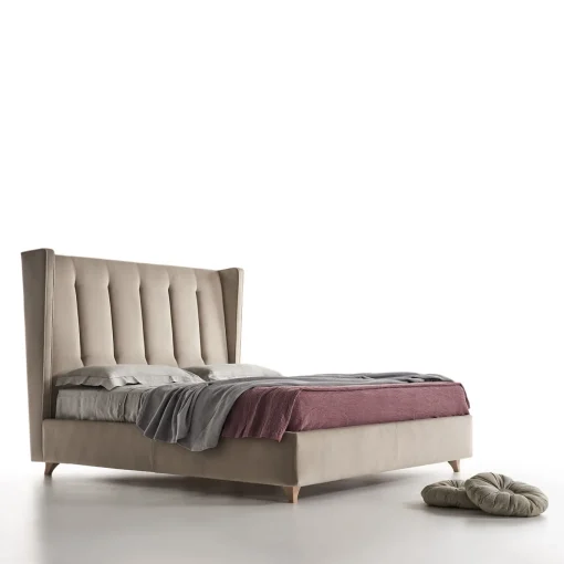Edo Quilted Beige Velvet Bed