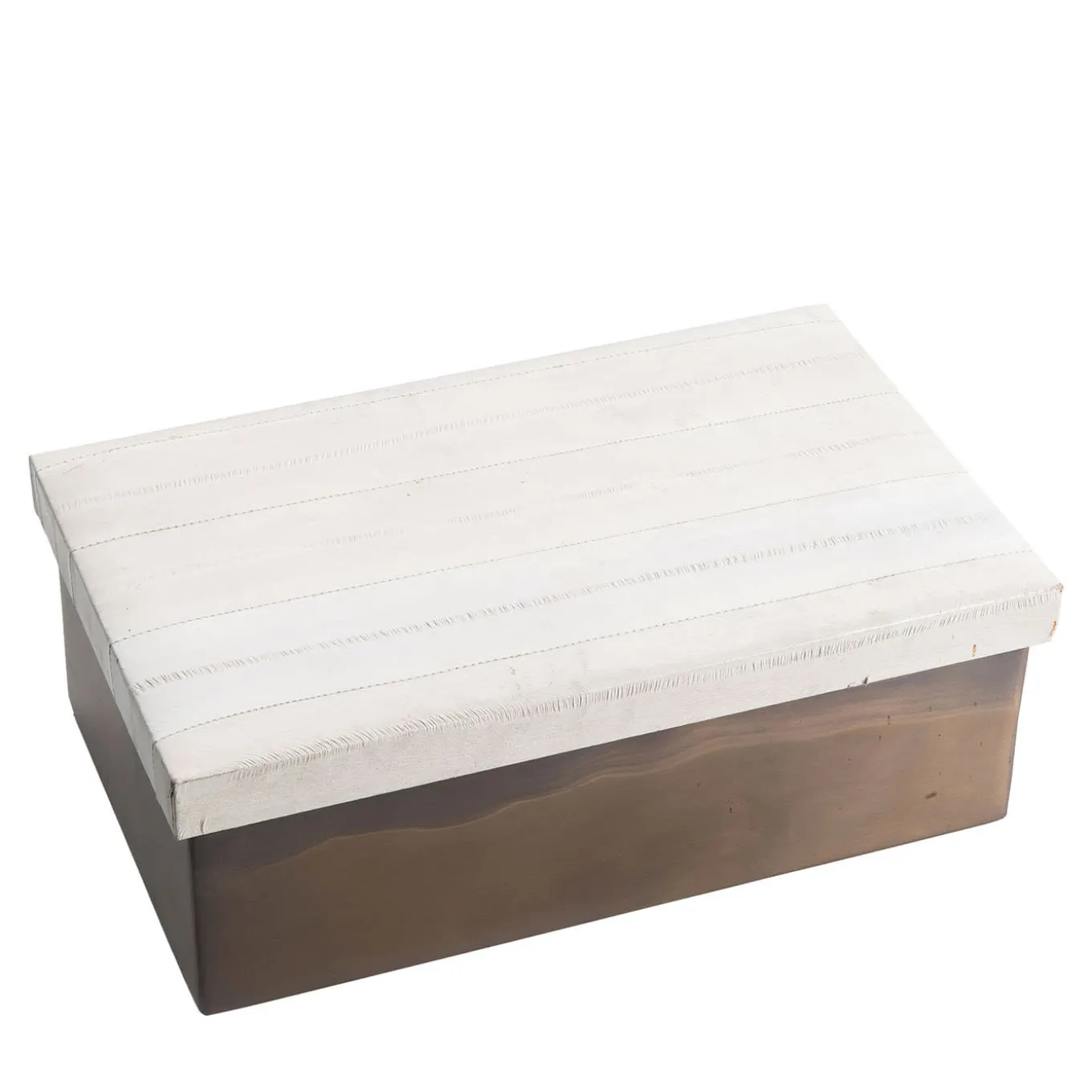 Eel Leather And Burnished Brass Box with Lid