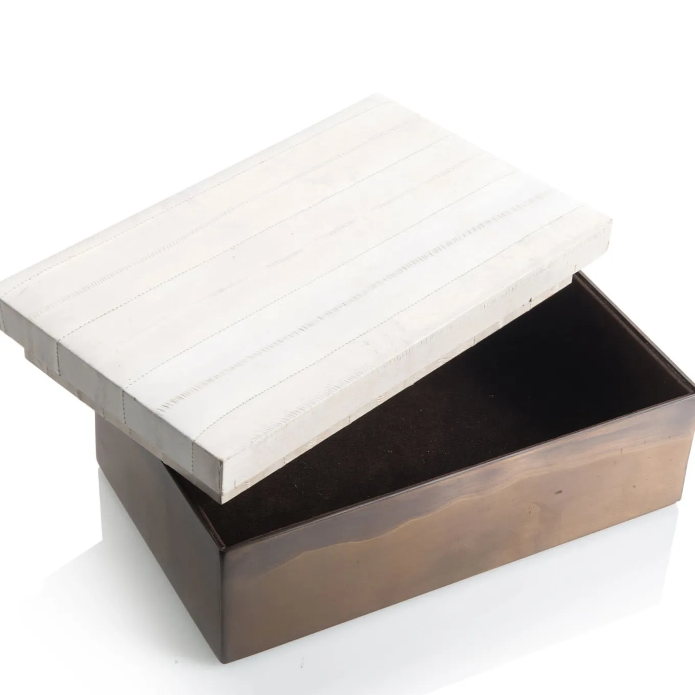 Eel Leather And Burnished Brass Box with Lid
