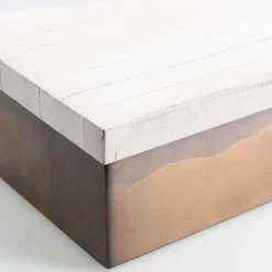 Eel Leather And Burnished Brass Box with Lid