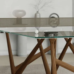 Effetto 71 Walnut And Glass Top Table Tennis And Dining Table