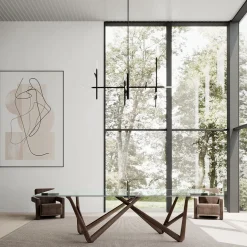 Effetto 71 Walnut And Glass Top Table Tennis And Dining Table