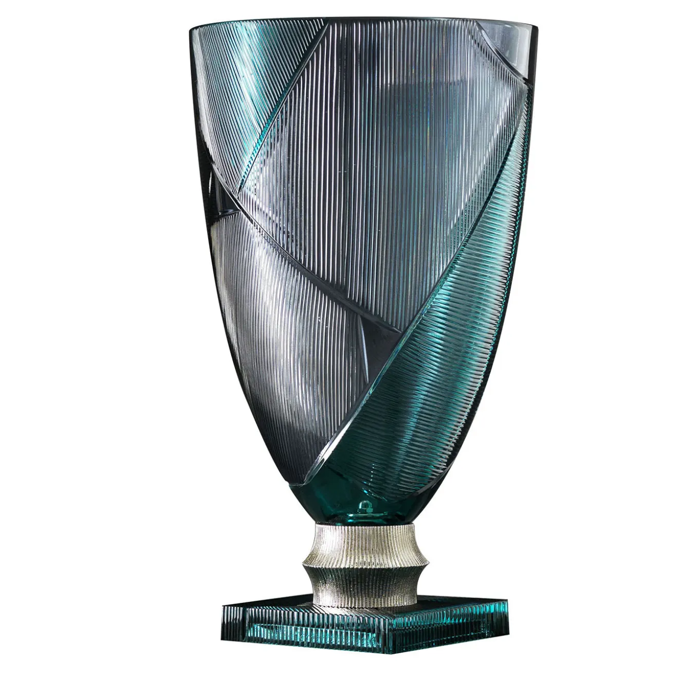 Egeria Big Gray and Teal Crystal Decorative Vase