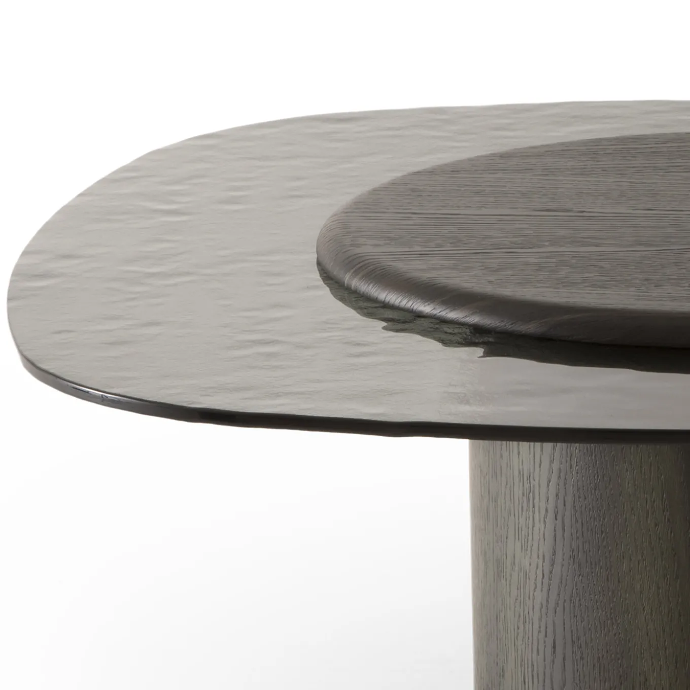 Egg Basso Gray Oval Coffee Table with Glass Top