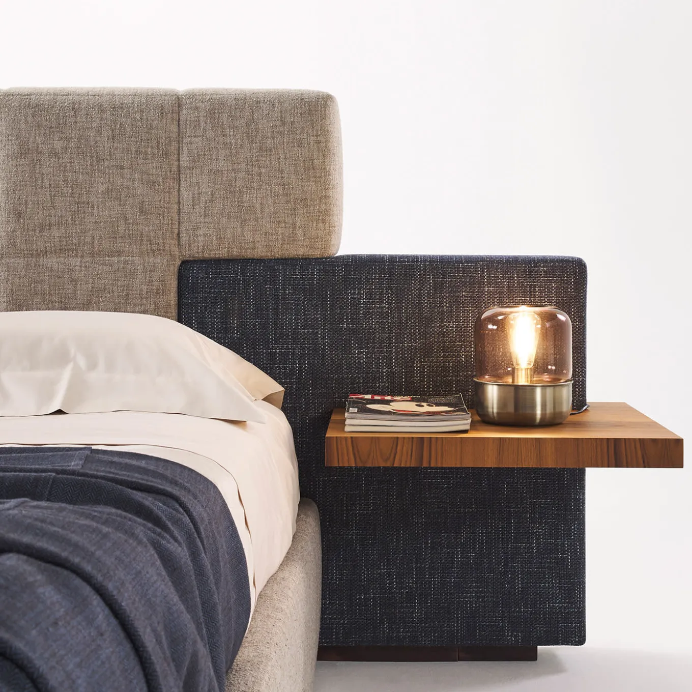 Elba Blue & Gray Double Bed with Nightstands