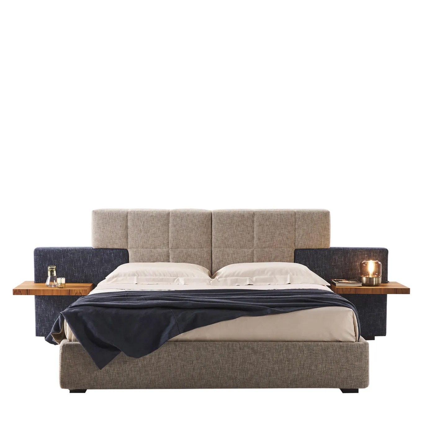 Elba Blue & Gray Double Bed with Nightstands