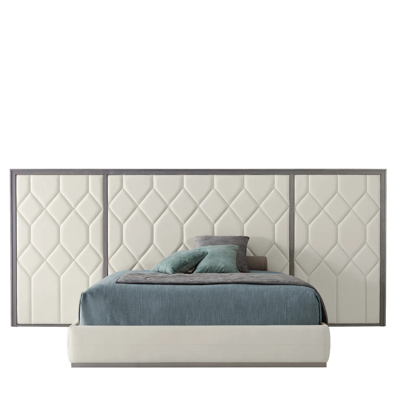 Elegance Boiserie White Leather & Sycamore Wood Bed