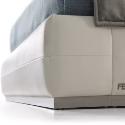 Elegance Boiserie White Leather & Sycamore Wood Bed