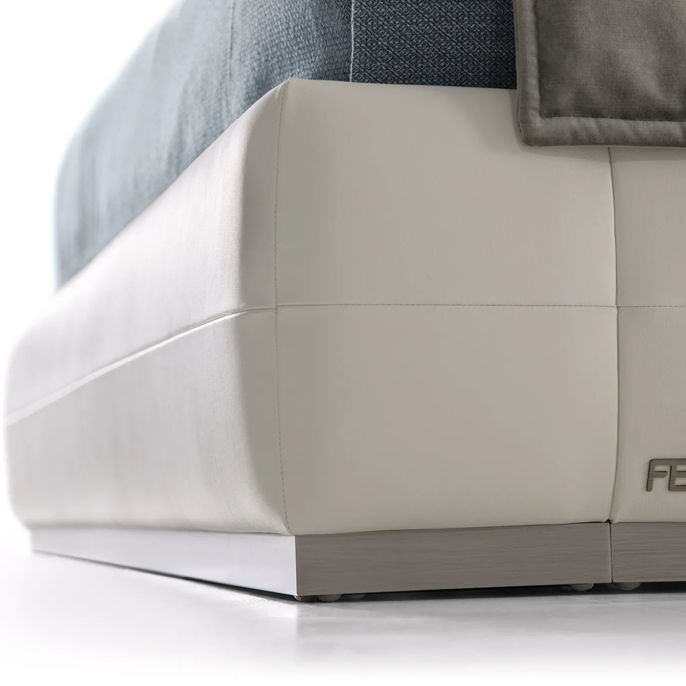 Elegance Boiserie White Leather & Sycamore Wood Bed