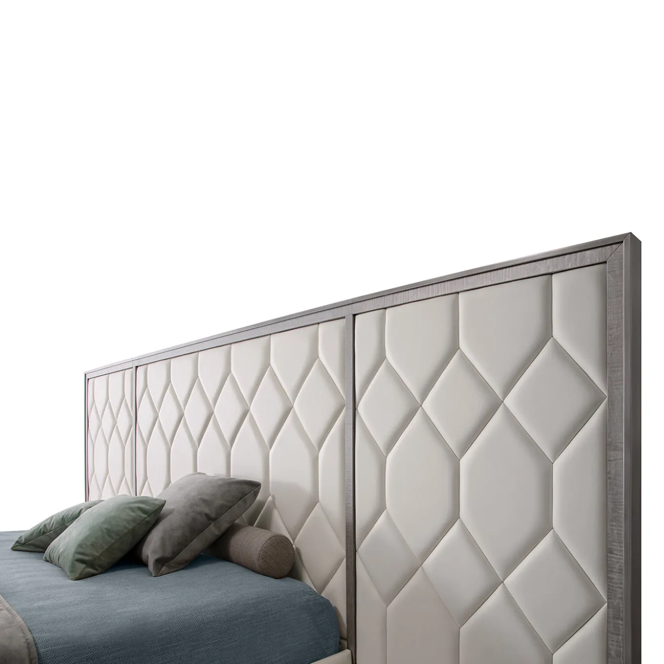 Elegance Boiserie White Leather & Sycamore Wood Bed