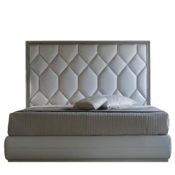 Elegance White Leather & Sycamore Double Bed