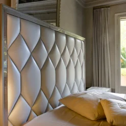 Elegance White Leather & Sycamore Double Bed