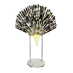 Eleganza Orientale black and gold glass fan shape sculpture