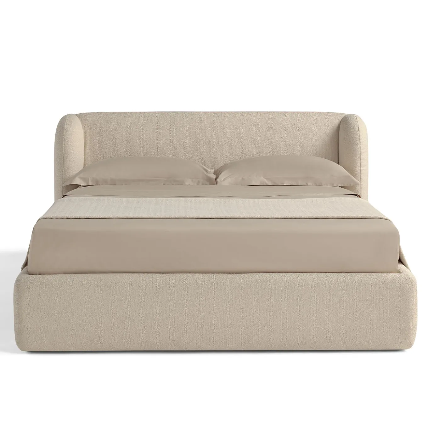 Elisa 905 Beige Upholstered Bed with Storage