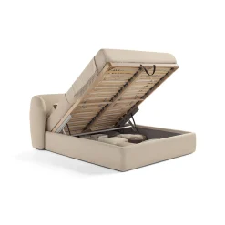 Elisa 905 Beige Upholstered Bed with Storage