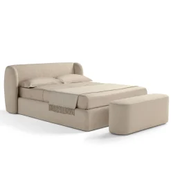 Elisa 905 Beige Upholstered Bed with Storage