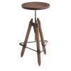 Ello solid Walnut wood and iron Adjustable bar stool