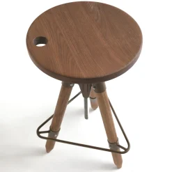 Ello solid Walnut wood and iron Adjustable bar stool