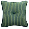 Emerald Carré Cushion in striped jacquard fabric and silk velvet