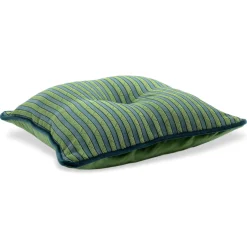 Emerald Carré Cushion in striped jacquard fabric and silk velvet