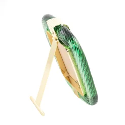 Emerald Green Twisted Glass with Glossy Brass Structure Frame