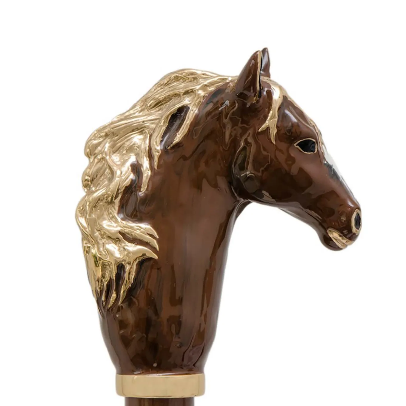 Enameled Brass Brown Wood Shoehorn