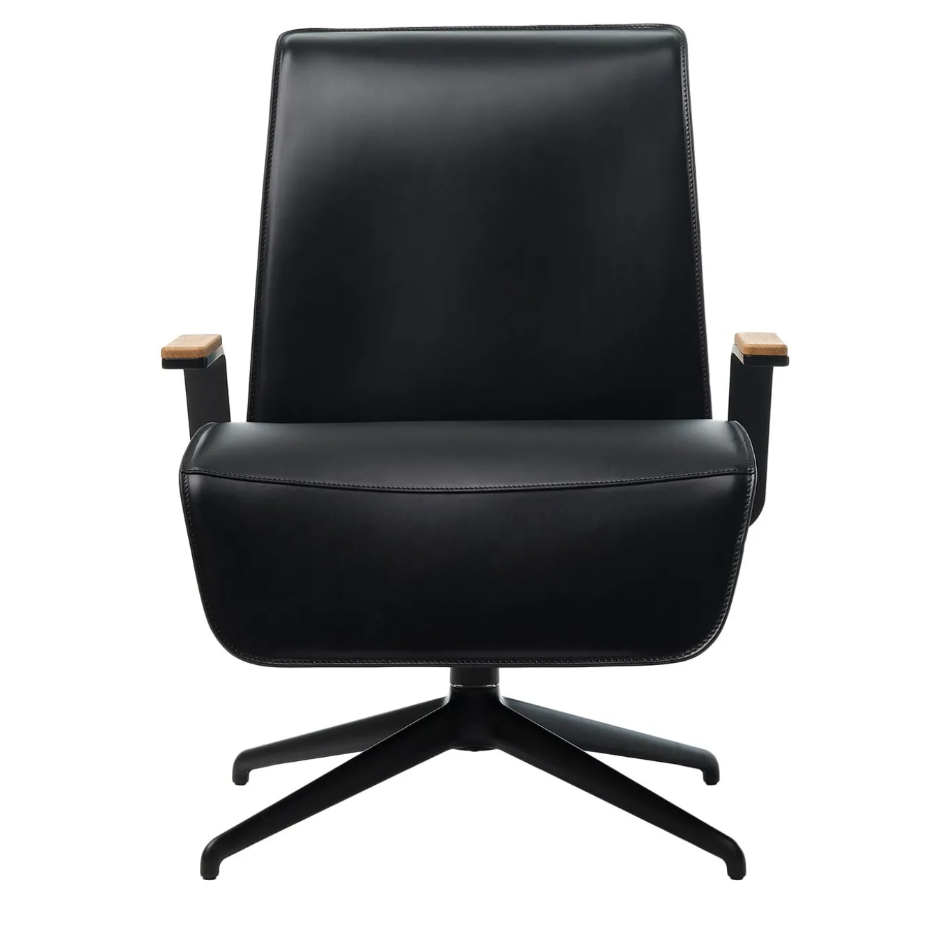 Endo Black Leather Swivel Office Armchair