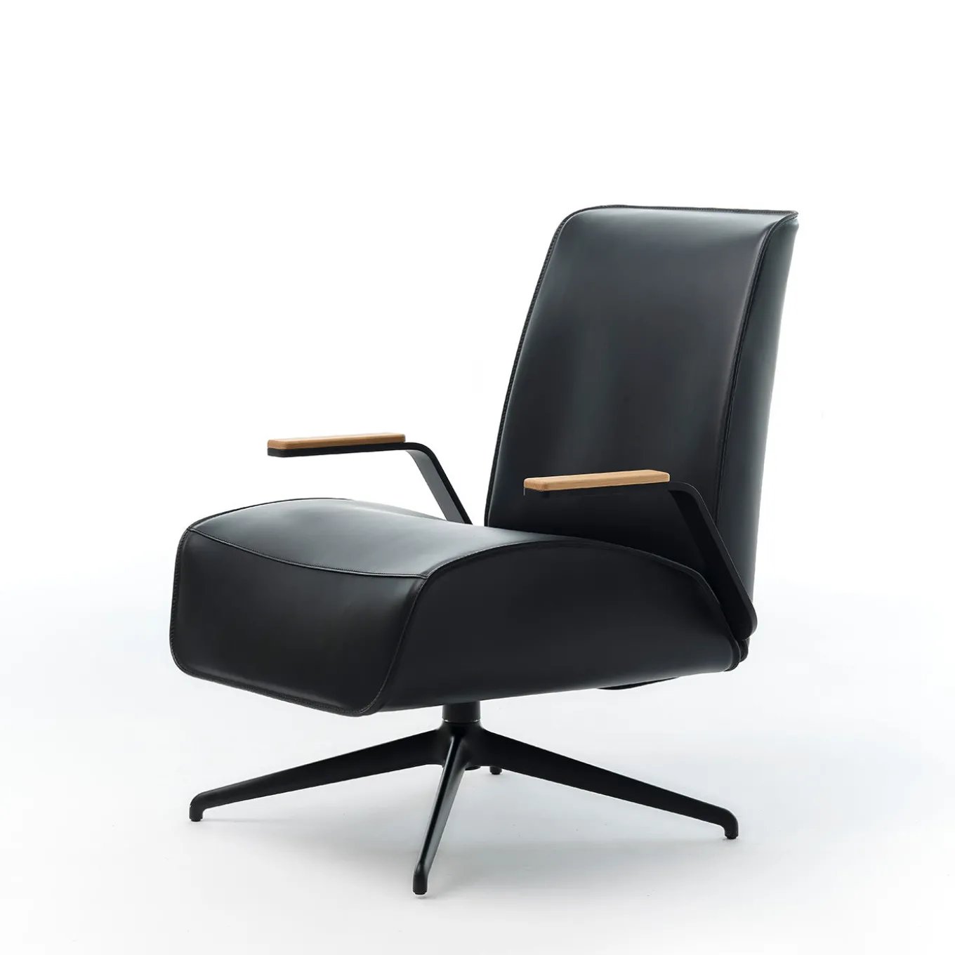 Endo Black Leather Swivel Office Armchair