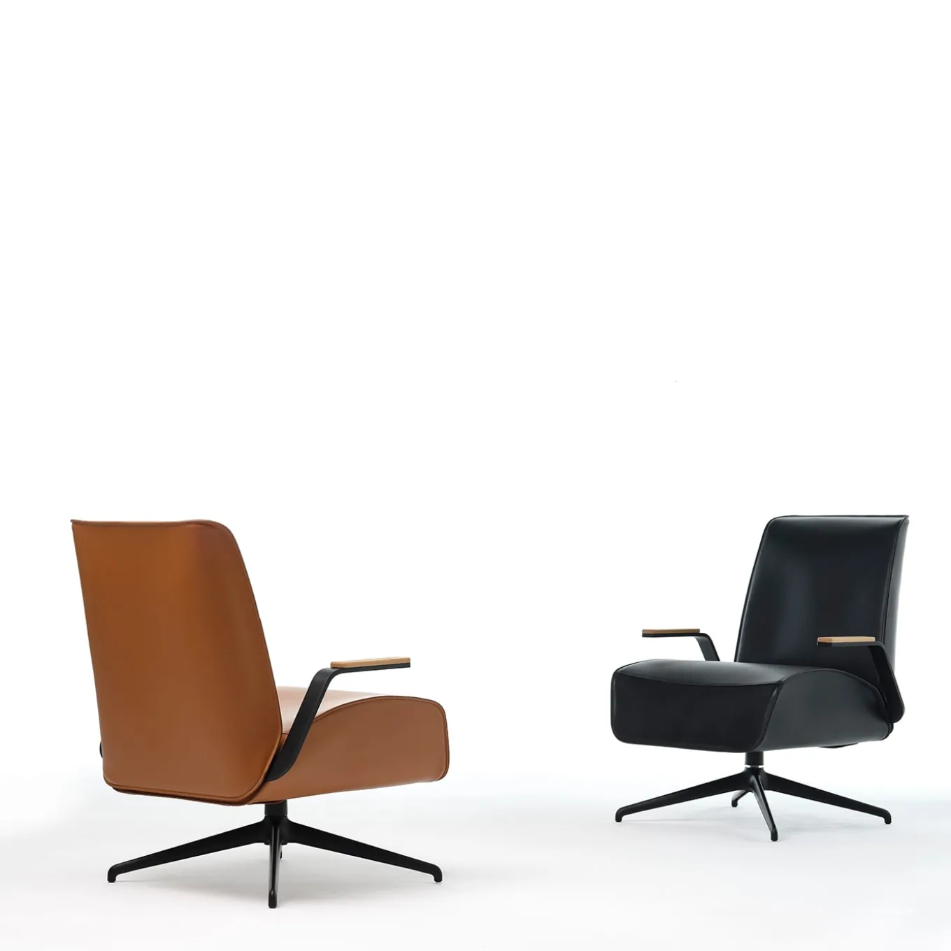 Endo Black Leather Swivel Office Armchair